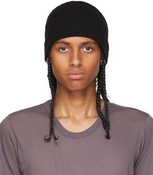 Rick Owens价格, Rick Owens | Black Ribbed Beanie商品图片 额外8.5折, 额外八五折