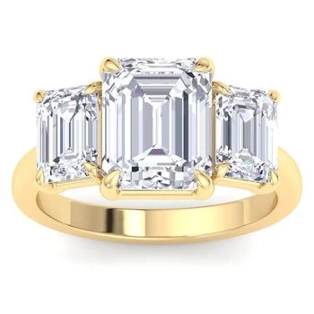 SSELECTS | 5 Carat Emerald Cut Lab Grown Diamond Three Stone Engagement Ring In 14k Yellow Gold (g-h, Vs2),商家Premium Outlets,价格¥39068
