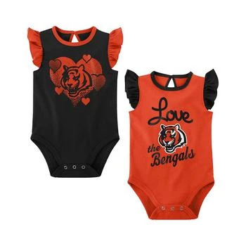 Outerstuff | Baby Girls Black, Orange Cincinnati Bengals Spread the Love 2-Pack Bodysuit Set,商家Macy's,价格¥238