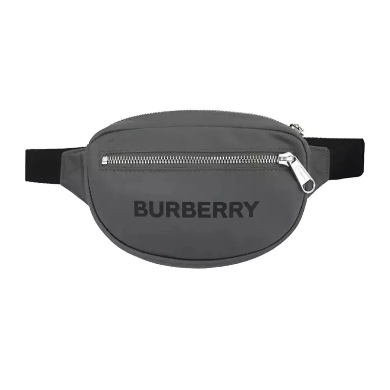 Burberry | BURBERRY/博柏利 现货 男士灰色中央徽标可调节尼龙斜挎腰包 80528881,商家VPF,价格¥1066