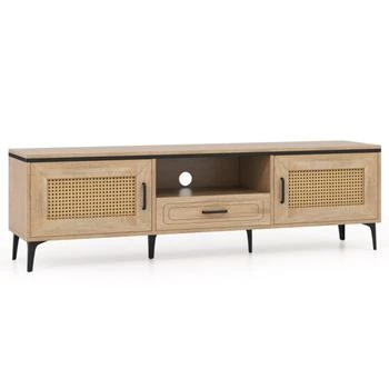 Hivvago | Mid Century Modern Entertainment Center with 2 Cabinets and Storage Drawer-Oak,商家Premium Outlets,价格¥1085