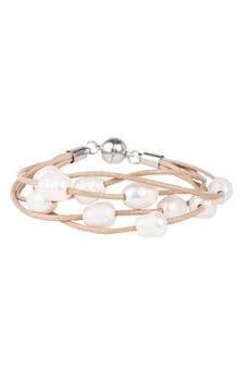 SAACHI | Pearl & Leather Strand Bracelet,商家Nordstrom Rack,价格¥173