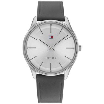 tommy hilfiger手表是什么牌子, Tommy Hilfiger | Men's Gray Leather Strap Watch 40mm商品图片 8折×额外8.5折, 额外八五折