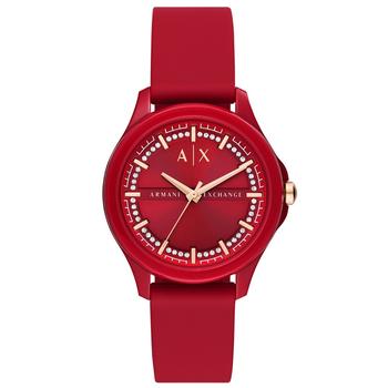 Armani Exchange | Women's in Red with Silicone Strap Watch 38mm商品图片,