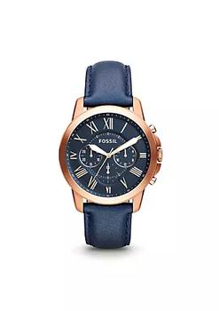 推荐Grant FS4835 Elegant Japanese Movement Fashionable Chronograph Navy Leather Watch商品
