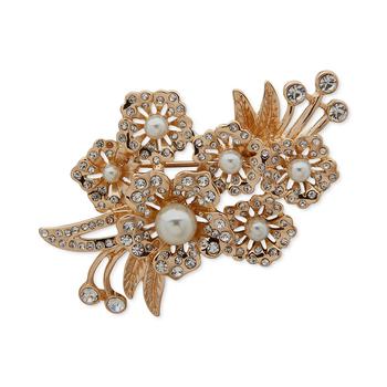 商品Anne Klein | Gold-Tone Crystal & Imitation Pearl Flower Cluster Pin,商家Macy's,价格¥201图片