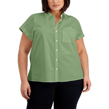 推荐Plus Size Cotton Camp Shirt, Created for Macy's商品