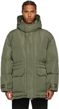 Alexander McQueen | Khaki Faille Graffiti Puffer Jacket商品图片,独家减免邮费