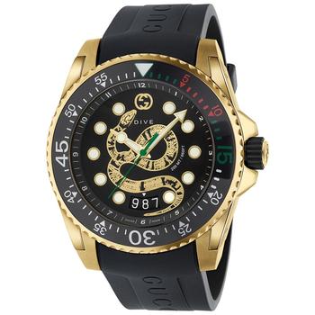 Gucci | Men's Swiss Diver Black Rubber Strap Watch 40mm商品图片,