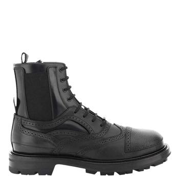 推荐Alexander McQueen Black Leather Lace-Up Ankle Boots Size IT 44商品