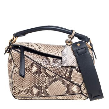 罗意威puzzle真假, [二手商品] Loewe | Loewe Black/Beige Python and Leather Small Puzzle Shoulder Bag商品图片 6.9折, 满1件减$100, 满减