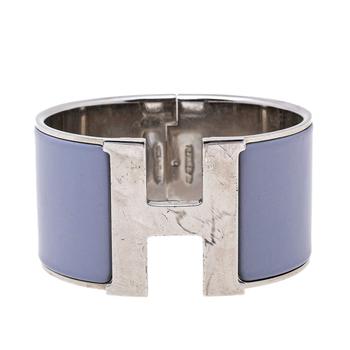 爱马仕手镯推荐, [二手商品] Hermes | Hermès Clic Clac H Enamel Palladium Plated Extra Wide Bracelet PM商品图片 8.3折, 满1件减$100, 满减