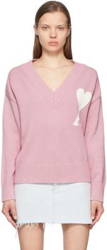 AMI | Pink Ami De Cœur Sweater商品图片,额外8.5折, 独家减免邮费, 额外八五折
