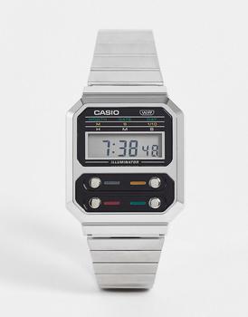 商品Casio | Casio Revival F-100 unisex digital bracelet watch in silver A100WE-1AEF,商家ASOS,价格¥370图片