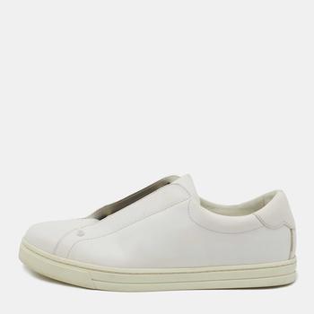 [二手商品] Fendi | Fendi White Leather Knitted Logo Rockoclick Low Top Sneakers Size 38商品图片,6.3折