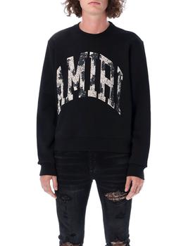 amiri衬衫, AMIRI | Amiri Distressed Logo Printed Crewneck Sweatshirt商品图片 6.2折起