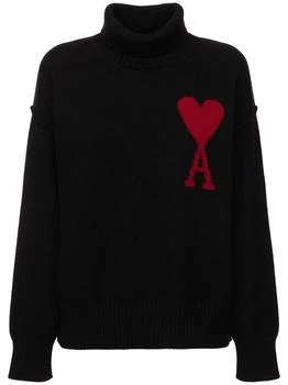 AMI | Red Ami De Coeur Wool Turtleneck Sweater 