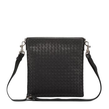 时尚PRIVATE WHITE V.C.男装, Bottega Veneta | Bottega Veneta 葆蝶家 男士黑色牛皮编织小号肩背斜挎包 276357-V465C-1000商品图片 满$100享9.5折, 满折