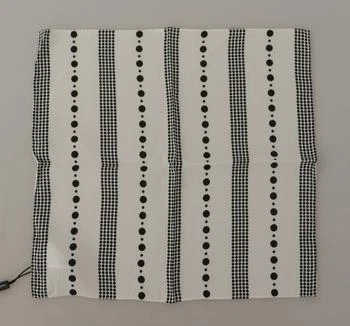 Dolce & Gabbana | Dolce & Gabbana White Dotted Stripes Square Handkerchief Viscose Scarf,商家SEYMAYKA,价格¥521