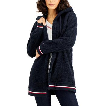 推荐Tommy Hilfiger Womens Faux Fur Ribbed Trim Fleece Jacket商品