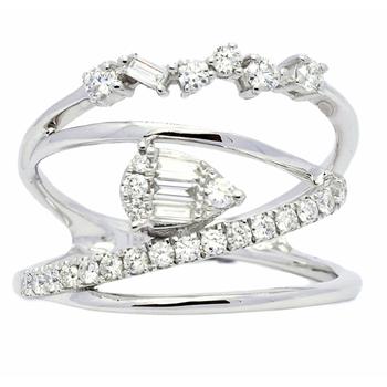 商品J Collection | New J Collection Fine Jewellery Ring W / Diamond25 Rddi 0.35 Ct4 Tpditapc 0.13 Ct18kw 4.06 Gm 18kt White Gold Silver,商家Jomashop,价格¥9854图片