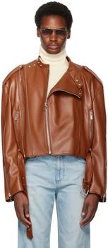 推荐Brown Cropped Leather Jacket商品