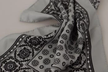 Dolce & Gabbana | Dolce & Gabbana Grey Patterned Square s Handkerchief Silk Scarf,商家SEYMAYKA,价格¥393