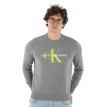 Calvin Klein | Men's Grey Organic Cotton Monogram Pullover Sweater 5.8折, 满$75减$5, 满减