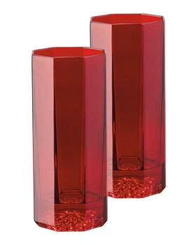 Versace | Medusa Lumiere Red Long Drinking Glasses, Set of 2,商家Neiman Marcus,价格¥2699