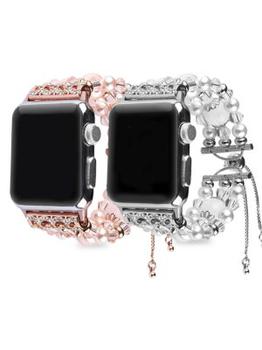 推荐2-Pack Faux Pearl Apple Watch Replacement Bands/38MM-40MM商品