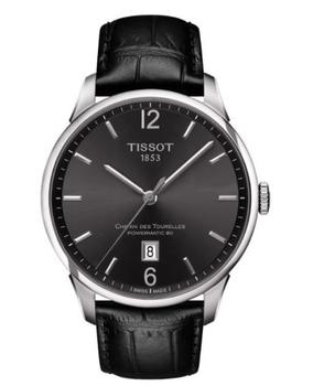 推荐Tissot Chemin Des Tourelles Powermatic 80 Gunmetal Dial Leather Strap  Men's Watch T099.407.16.447.00商品