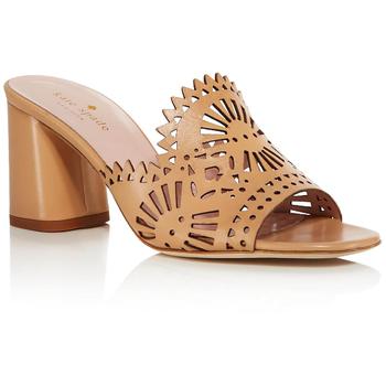 kate spade new york, Kate Spade | Kate Spade New York Womens Delgado Leather Laser Cut Mule Sandals商品图片 3.6折