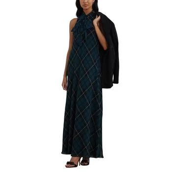 Ralph Lauren | Plaid Crinkle Georgette Tie-Neck Gown,商家Zappos,价格¥2167