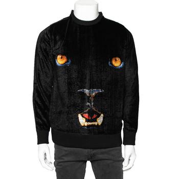 纪梵希卫衣代购, [二手商品] Givenchy | Givenchy Black Printed Velour Shoulder Zip Detail Sweatshirt S商品图片 3.3折