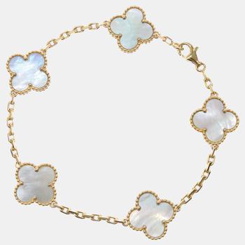 Van Cleef & Arpels, [二手商品] Van Cleef & Arpels | Van Cleef & Arpels Vintage Alhambra 18K Yellow Gold Mother of Pearl Bracelet 7商品图片 9.3折