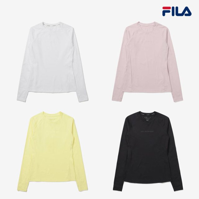 推荐【享贝家】FILA HQ 女士基本款长袖T恤白色/黄色/粉色FS2RLE1252F（特价活动款）商品