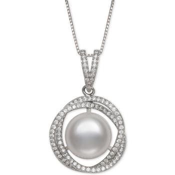 Belle de Mer | Cultured Freshwater Pearl (11mm) & Cubic Zirconia 18" Pendant Necklace in Sterling Silver商品图片,2.5折