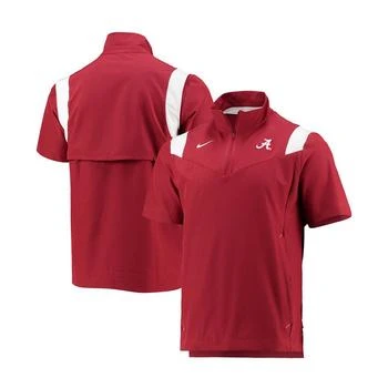 推荐Men's Crimson Alabama Crimson Tide 2021 Coaches Short Sleeve Quarter-Zip Jacket商品