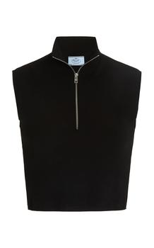 Prada | Prada - Women's Logo-Detailed Ribbed Jersey Turtleneck Crop Top - Moda Operandi商品图片,