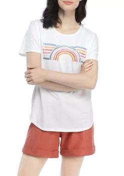 New Directions® | Studio Petite Short Sleeve Rainbow Graphic T-Shirt商品图片,2.2折