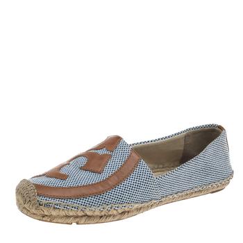 tory burch鞋鞋子, [二手商品] Tory Burch | Tory Burch Blue/Brown Canvas And Leather Lonnie Espadrille Flats Size 39.5商品图片 8.1折