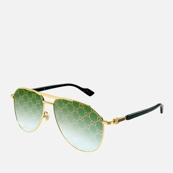 推荐Gucci Pilot Logo-Print Metal Aviator-Style Sunglasses商品