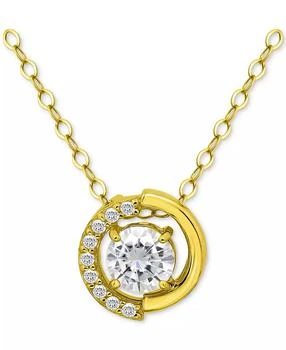 Giani Bernini | Cubic Zirconia Asymmetric Halo Pendant Necklace in 18k Gold-Plated Sterling Silver, 16" + 2" extender, Created for Macy's,商家Macy's,价格¥150