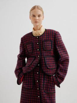 商品EENK | TWICE Check Paneled Short Jacket (Red Multi),商家W Concept,价格¥2702图片