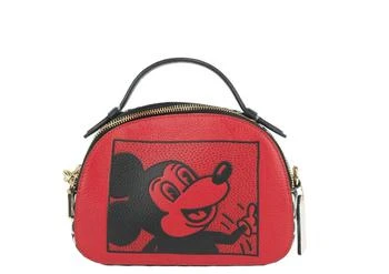 推荐COACH Mickey Mouse X Keith Haring Serena Pebble Leather Satchel Handbag商品