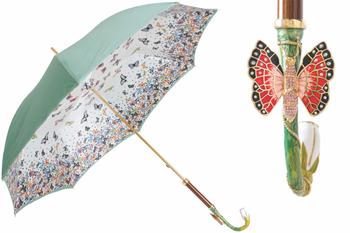 商品Pasotti Umbrellas | Pasotti 葩莎帝 珐琅彩手柄镶嵌水晶 - 红色蝴蝶,商家Unineed,价格¥2203图片