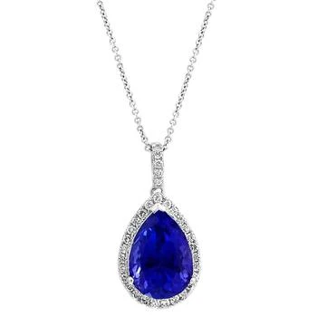 Effy | EFFY® Tanzanite (6 ct. t.w.) & Diamond (3/8 ct. t.w.) Halo 16" Pendant Necklace in 14k White Gold,商家Macy's,价格¥30056