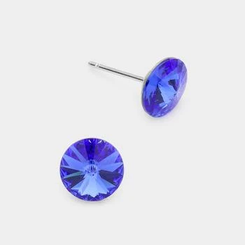FASHNZFAB | 8mm Round Crystal Stud Earrings - Sapphire,商家Premium Outlets,价格¥136