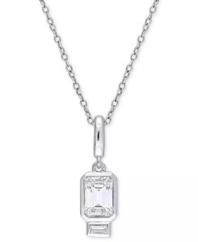 Macy's | Lab-Grown White Sapphire Two Stone 18" Pendant Necklace (1-3/4 ct. t.w.) in Sterling Silver,商家Macy's,价格¥374