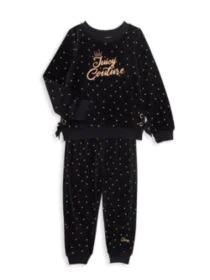 product Little Girl's 2-Piece Velour Polka Dot Sweater & Joggers Set image